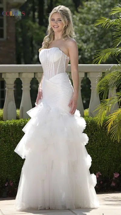 Colors 3800 Long Bridal Ruffle A Line Corset Wedding Dress