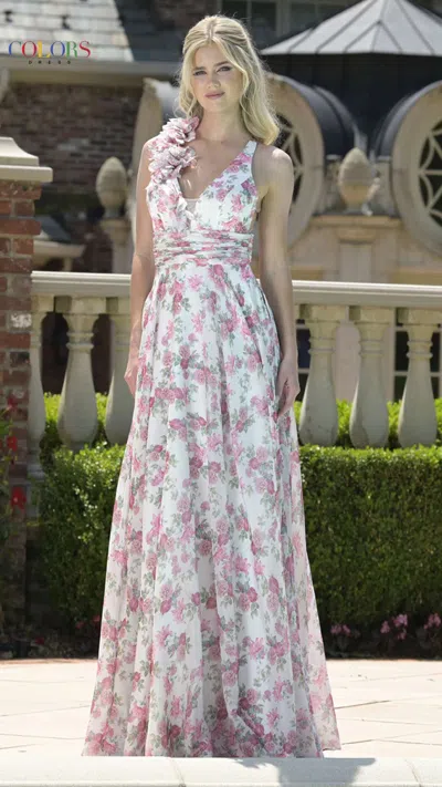Colors 3807 Long Formal 3d Floral Print Prom Dress