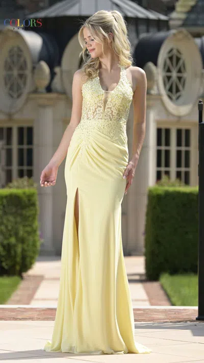 Colors 3821 Long Formal Lace 3d Floral Mermaid Prom Dress