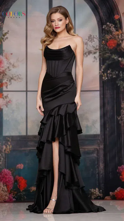 Colors 3823 Mermaid Long Formal Corset Ruffle Prom Dress