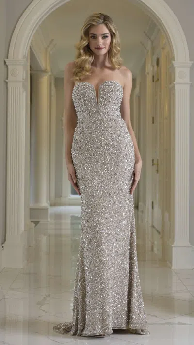 Colors 3939 Fitted Long Formal Beaded Prom Dress