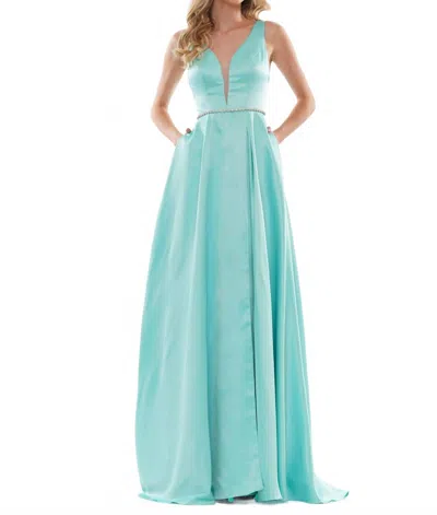 Colors Dress A-line With Beaded Belt Gown In Mint In Green