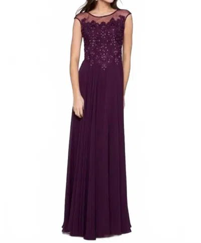 Colors Dress Beaded Embroidered Gown In Eggplant In Purple