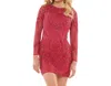 Colors Dress Beaded Long Sleeve Cocktail Dress In Red In Red