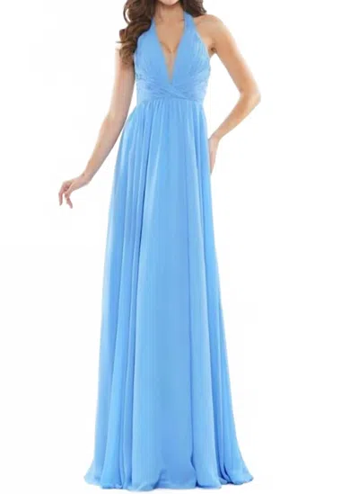 Colors Dress Chiffon Halter Gown In Blue