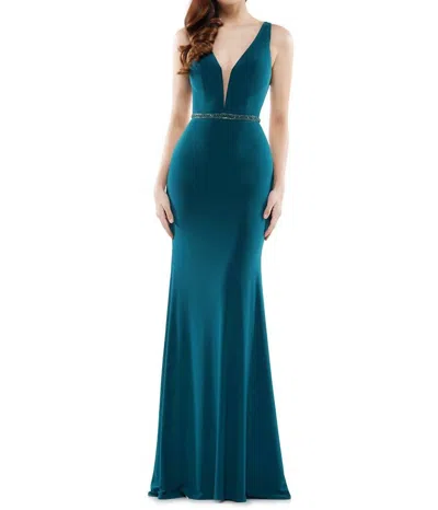 Colors Dress Deep V Jersey Dress In Green