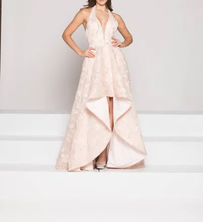 Colors Dress Embroidered Honeycomb Mesh Dress In Blush In Gold
