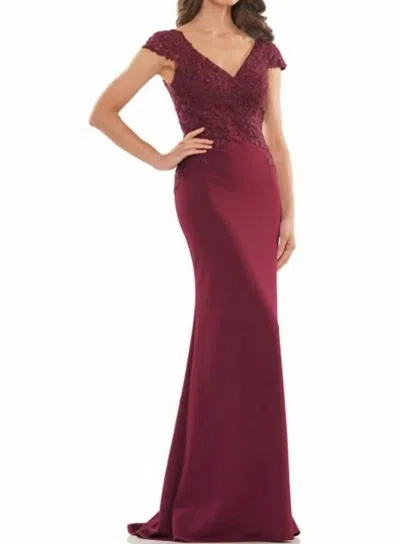 Colors Dress Fit And Flare Faille Gown In Wine In Brown