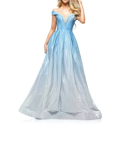 Colors Dress Glitter Ball Gown In Aqua Multi In Blue