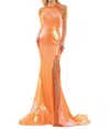 Colors Dress Halter Beaded Prom Gown In Orange In Orange