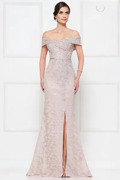 Colors Dress Lace Off Shoulder Gown In Dusty Rose In Pink