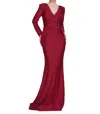 Colors Dress Long Sleeve Fitted Evening Dress In Red In Red