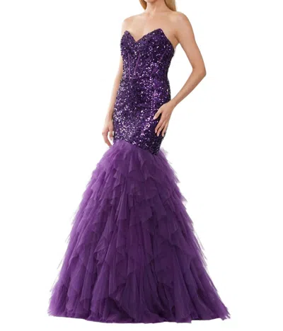Colors Dress Long Strapless Formal Mermaid Prom Dress In Purple