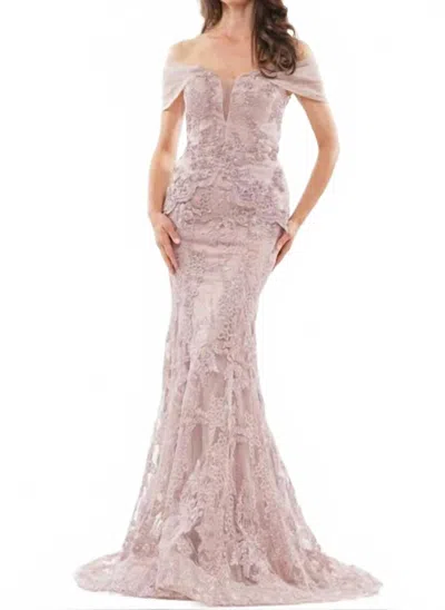 Colors Dress Off Shoulder Gown In Dusty Rose In Pink