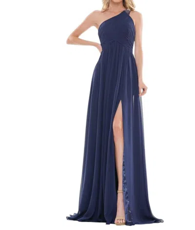 Colors Dress One Shoulder Long Dress In Navy In Blue