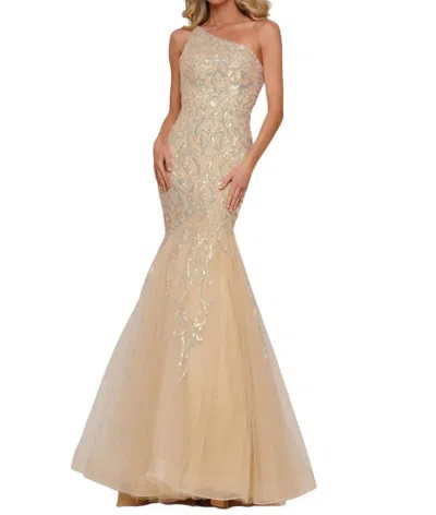Colors Dress One Shoulder Mermaid Evening Dress In Gold