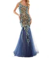 Colors Dress One Shoulder Mermaid Evening Dress In Navy In Blue
