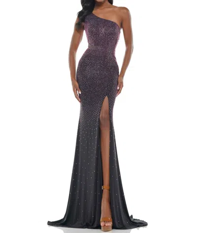 Colors Dress One Shoulder Sequin Gown In Black/pink