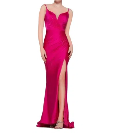 Colors Dress Satin Lycra Gown In Lipstick In Pink