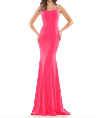 Colors Dress Scoopneck Lycra Gown In Poppy In Pink