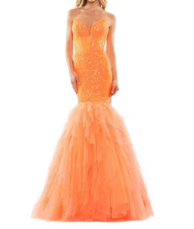 Colors Dress Sequin Bustier Prom Gown In Orange