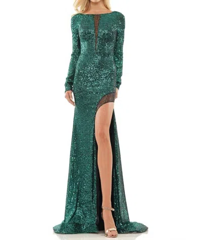 Colors Dress Sequin Lace-up Back Prom Gown In Deep Green