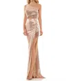 Colors Dress Side Cutout Sequined Prom Gown In Gold In Gold