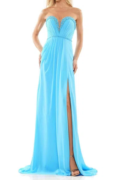 Colors Dress Strapless Chiffon A-line Prom Gown In Turquoise