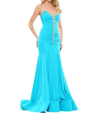 Colors Dress Strapless V-neckline Floor-length Dress In Teal In Blue