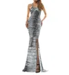 Colors Dress Stretch Jersey Long Dress In Black/white In Multi