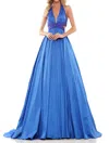 Colors Dress Taffeta Halter Neck Ball Gown In Sapphire