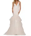 Colors Dress Trumpet Tulle Fit And Flare Prom Gown In Off White