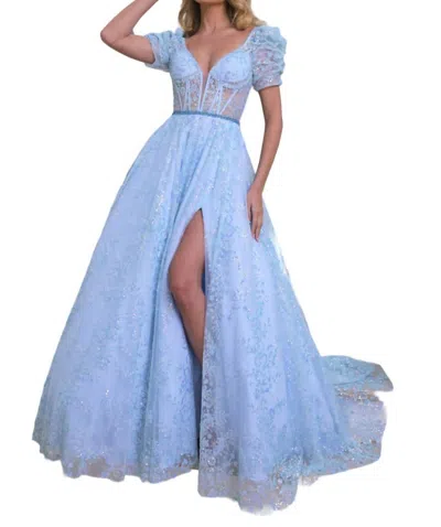 Colors Dress Twinkling A-line Gown In Light Blue