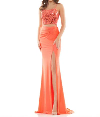 Colors Dress Two Piece Mosaic Top Gown In Orange