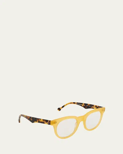 Colors In Optics Blue Light Blocking Two-tone Round Acetate Readers In Brown Tortoise
