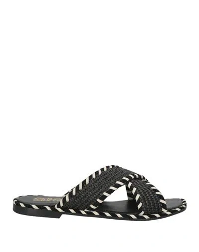 Colors Of California Criss Cross Sandal In Raffia Woman Sandals Black Size 7 Textile Fibers