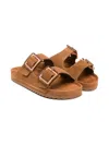 Colors Of California Double Buckle Suede Sandals In Brown