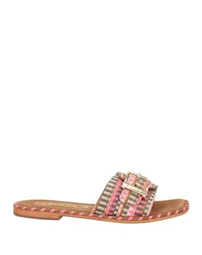 Colors Of California Monoband Sandal In Raffia Woman Sandals Fuchsia Size 7 Textile Fibers In Pink