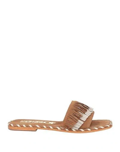 Colors Of California Monoband Sandal With Fringes Woman Sandals Light Brown Size 7 Leather