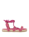 Colors Of California Woman Espadrilles Fuchsia Size 7 Leather In Pink