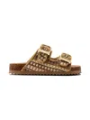 Colors Of California Woven Buckle Sandals In Brown