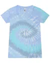 Colortone Women's Tie-dyed V-neck T-shirt In Blue