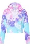 Colortone Women´s Tie-dyed Crop Hooded Sweatshirt In Pink