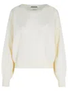 Colorush Knit Pullover With V-neck And Ribbed Detailing In White