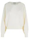 Colorush Knit Pullover With V-neck And Ribbed Detailing In White