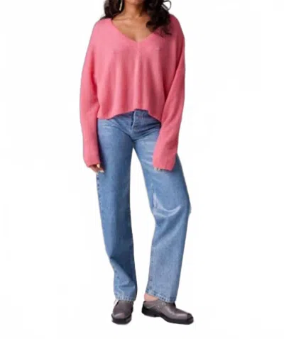 Colorush Amara Mojave Deep V-neck Sweater In Cerise In Red