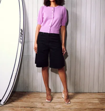 Colorush Baja Bliss Puff Button Top In Berry In Pink