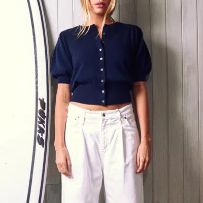 Colorush Baja Bliss Puff Button Top In Navy In Blue
