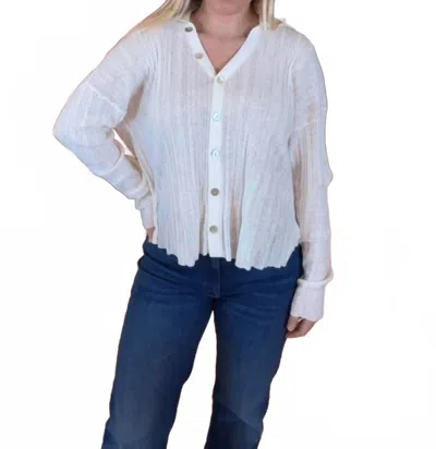 Colorush Barrel Button Down Polo Sweater In Ice Milk In Multi