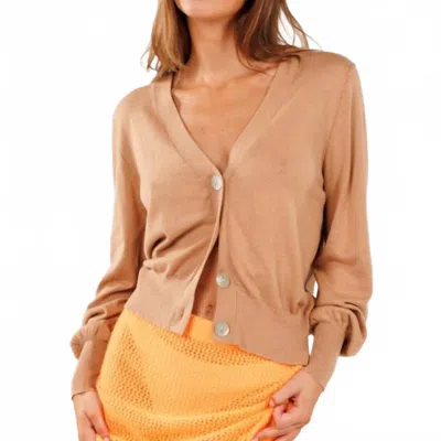 Colorush Cashmere Blend Cardigan In Camel In Brown